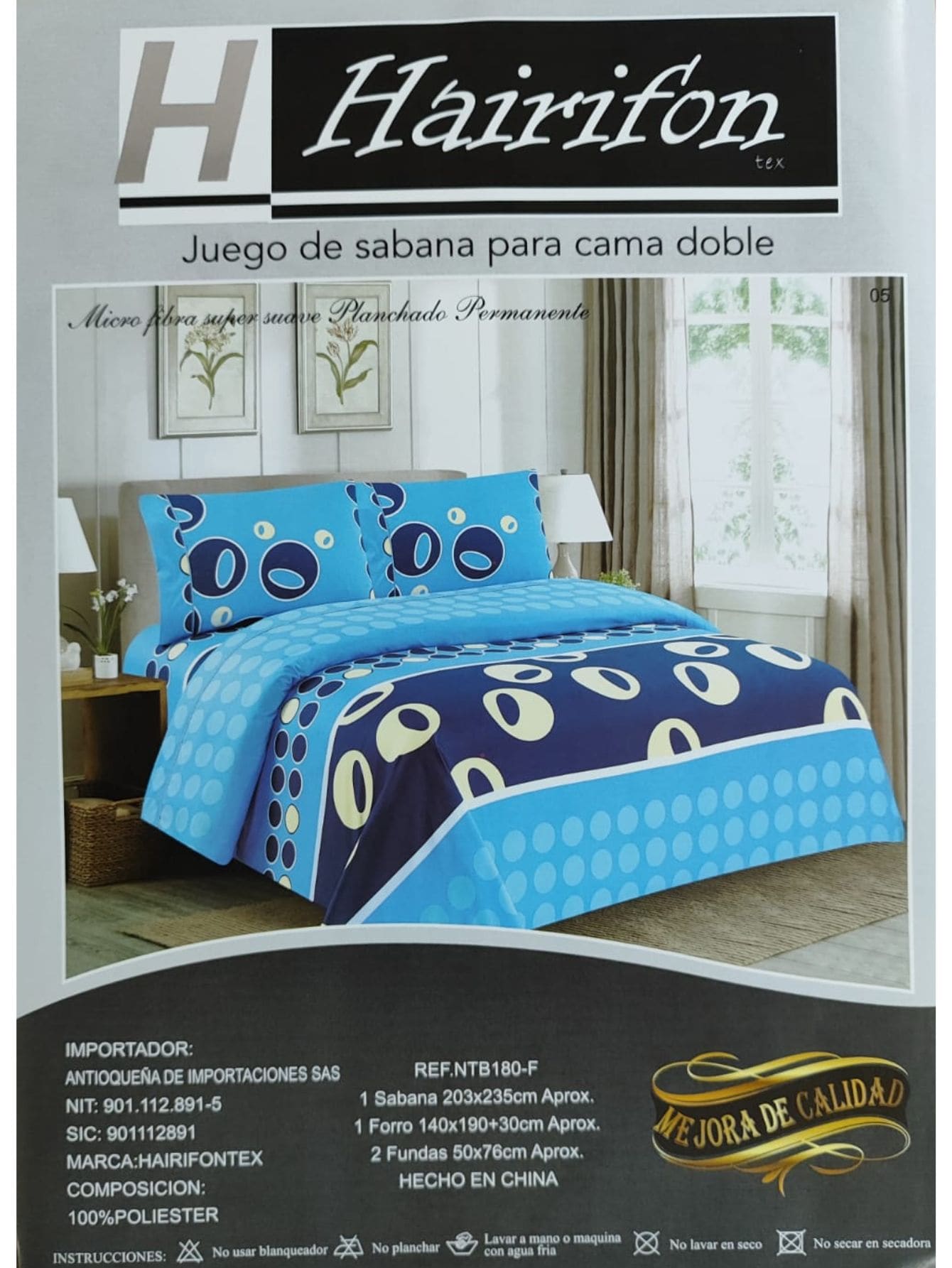 SET OF SHEETS FOR DOUBLE, QUEEN SIZE AND KING SIZE BED - Mint Blue - View 1