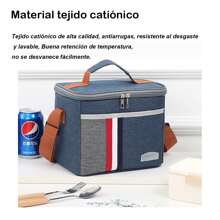 Lonchera Cuadrada Bolsa Térmica Con Correa Ajustable - Azul - Ver 3