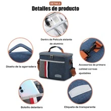 Lonchera Cuadrada Bolsa Térmica Con Correa Ajustable - Azul - Ver 6