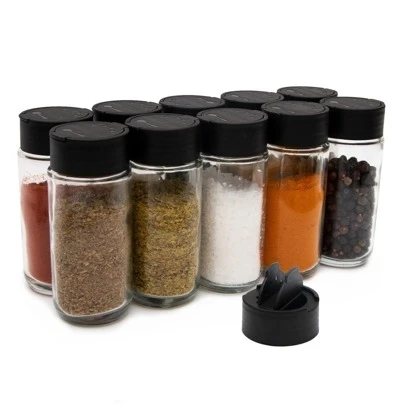 Kit 10 Potes Tempero Condimentos Tampa Dosadora Dupla de Plástico - 100 ml