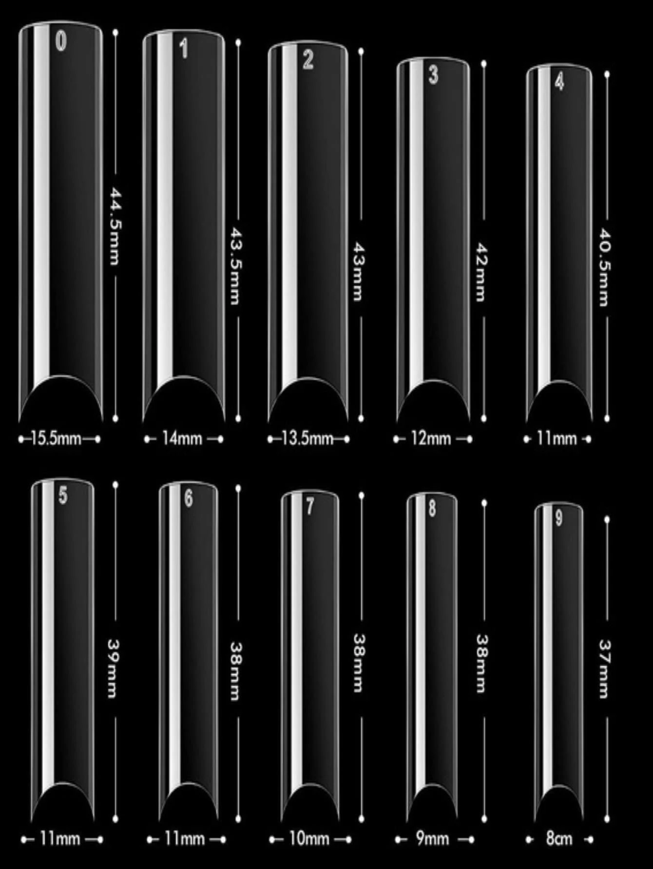 Tips Tipo C XL Cristal De 100 Piezas Para Uñas Postizas