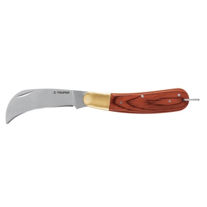8' Folding Electrician's Knife With Wooden Handle, Truper NEL-8 18539