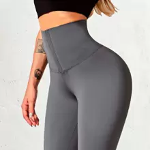 Leggins Deportivo Licra Con Faja Modeladora Reductora Unitalla Yasuhisa - Gris - Ver 1