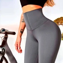 Leggins Deportivo Licra Con Faja Modeladora Reductora Unitalla Yasuhisa - Gris - Ver 2