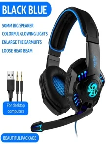 AUDIFONOS PARA GAMER, CON MICROFONO, COLOR AL AZAR - Multicolor - Ver 1