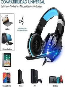 AUDIFONOS PARA GAMER, CON MICROFONO, COLOR AL AZAR - Multicolor - Ver 5