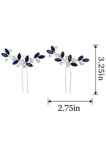 2pcs/Pack Bridal Wedding Hairpins, Blue Hair Clips & Bride Flowers Women's Hair Accessories Elegant