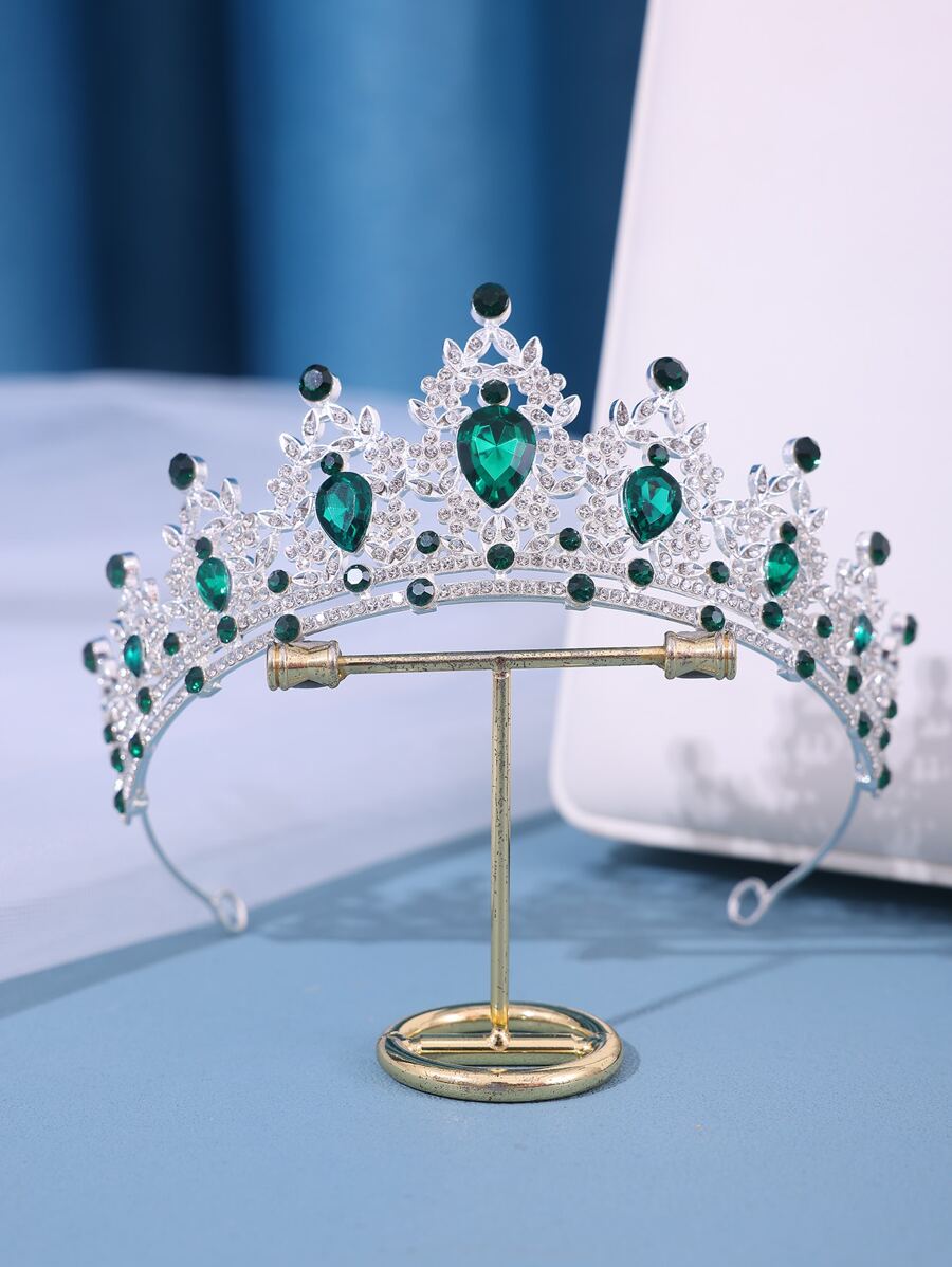 1 Miếng Phụ kiện tóc cô dâu , Thanh lịch Và Tuyệt đẹp Vương miện hình Lễ cưới Vương miện , Tô điểm Với Kim cương giả - màu xanh lá - Xem 1