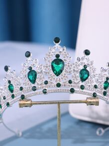 1 Miếng Phụ kiện tóc cô dâu , Thanh lịch Và Tuyệt đẹp Vương miện hình Lễ cưới Vương miện , Tô điểm Với Kim cương giả - màu xanh lá - Xem 2