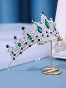 1 Miếng Phụ kiện tóc cô dâu , Thanh lịch Và Tuyệt đẹp Vương miện hình Lễ cưới Vương miện , Tô điểm Với Kim cương giả - màu xanh lá - Xem 3