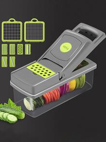 15pcs Vegetable Chopper Kit, Multi-Functional Fruit Slicer, Manual Food Chopper, Vegetables Slicer, Slicer With Container And Hand Guard, Onion Chopper, Potato Slicer,Peeler, Kitchen Gadget - one-size - View 3