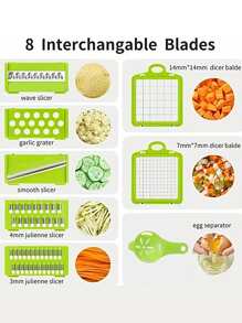15pcs Vegetable Chopper Kit, Multi-Functional Fruit Slicer, Manual Food Chopper, Vegetables Slicer, Slicer With Container And Hand Guard, Onion Chopper, Potato Slicer,Peeler, Kitchen Gadget - one-size - View 5