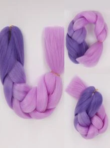 24英寸大辮編合成髮，雙色漸變巨辮接髮，適用於女士DIY髮辮，粉紫色 - 彩色 - 查看 7