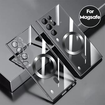 Minimalist Business Magnetic Phone Case With Mirror Screen Protector, Compatible With Iphone 16 Pro Max/16 Pro/16 Plus/16/15/14/13/12/11, S25/S25 Ultra/S25+/S24 Ultra/S24+/S24/S23/S22/S21 Series Waterproof Shockproof Anti-Fall Scratch Resistant