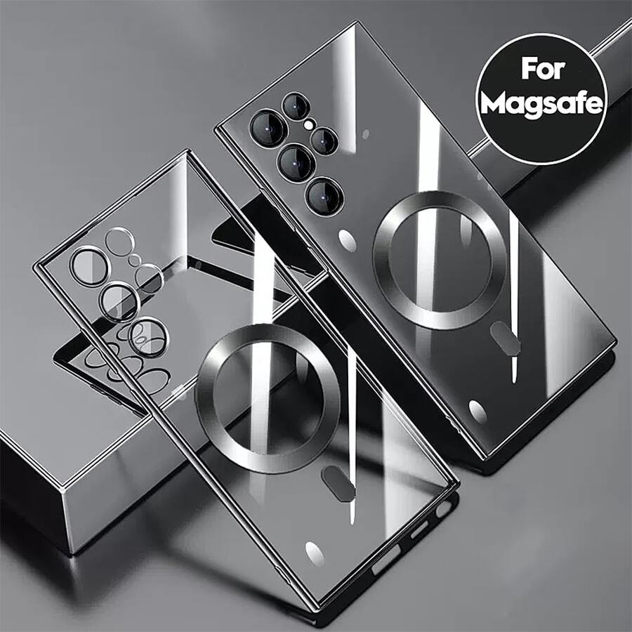 Minimalist Business Magnetic Adsorption Electroplated Case (With Tail) Compatible With IPhone 17 Pro Max/17 Pro/17/Air/16/15/14/13/12/11, S25/S25 Ultra/S25 Plus/S24 Ultra/S24 Plus/S24/S23/S22/S21 Series Magnetic Phone Case - Black - View 1