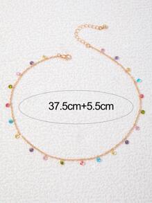 imoli 1pc Fashionable Alloy Tassel Pendant Necklace With Colored Rhinestones, Perfect Gift For Dating (due To Manual Coloring, Color May Vary Between Batches; Size Of The Chain And Number/color Of Rhinestones May Vary Due To Manual Cutting And Arrangement) - Multicolor - View 8