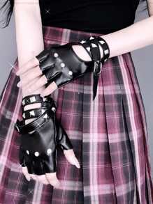 女士露指手套 - 黑色 - 查看 5