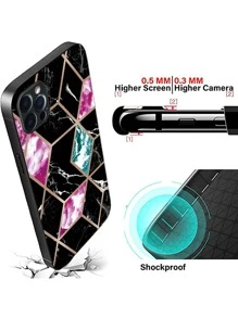 A Phone Case Slim Shockproof Scratch-Resistant,Tempered Glass Hardess Case Soft TPU Frame Exquisite Pattern Protective Phone Case Compatible With IPhone/Huawei/Samsung/Xiaomi/OPPO/OnePlus - Multicolor - View 3