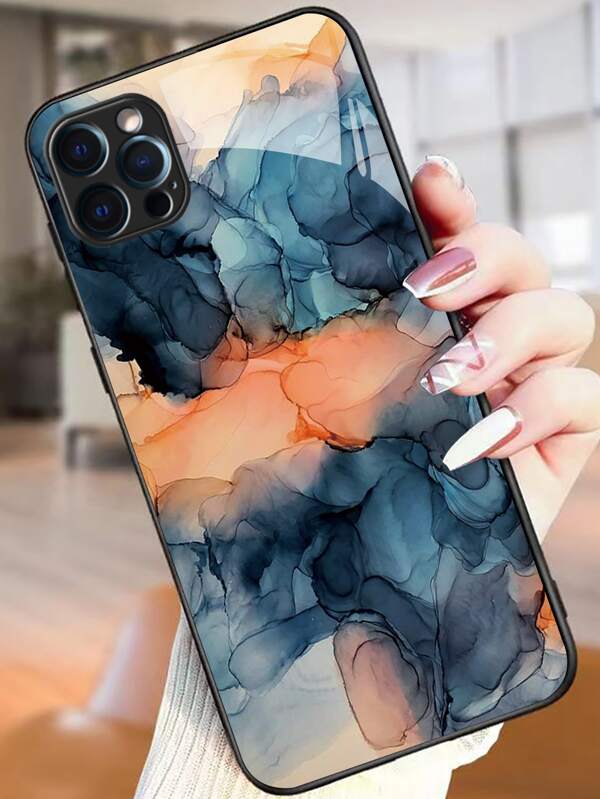 A Phone Case Slim Shockproof Scratch-Resistant,Tempered Glass Hardess Case Soft TPU Frame Exquisite Pattern Protective Phone Case Compatible With IPhone/Huawei/Samsung/Xiaomi/OPPO/OnePlus