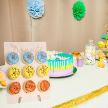 1個小型木製甜甜圈diy展示架,適用於婚禮、生日派對裝飾 - 原木色 - 查看 3