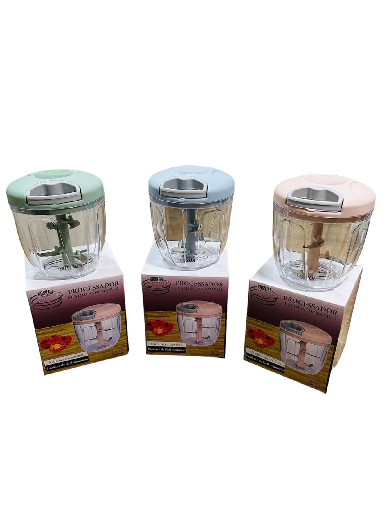 Processador de Alimentos Manual C/ 5 Lâminas 900ml - Multicolorido - Visão 1