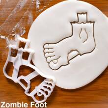 Conjunto De 3 Cortadores De Galletas Con Forma De Zombie De Halloween - Blanco - Ver 8