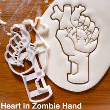 Conjunto De 3 Cortadores De Galletas Con Forma De Zombie De Halloween - Blanco - Ver 6