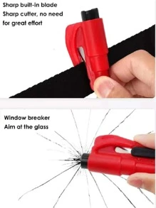 1 Miếng Ô tô/xe hơi Khẩn cấp Thoát khỏi cây búa Với Đèn tia chớp , Búa an toàn Với Dây an toàn Đồ dùng để cắt Đối với Tự động - Hồng - Xem 5