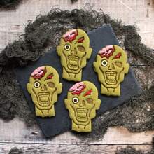 Conjunto De 3 Cortadores De Galletas Con Forma De Zombie De Halloween - Blanco - Ver 5