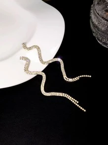 1對時尚合金長蛇形&鑽石流蘇吊墜耳環,適用於女士派對