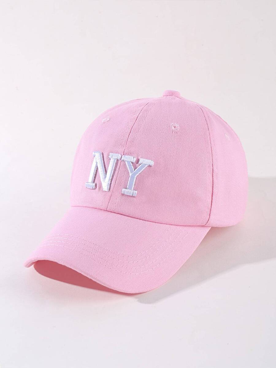 1pc Embroidered Outdoor Baseball Cap, Adjustable Fashionable Visor Hat - Pink - View 1