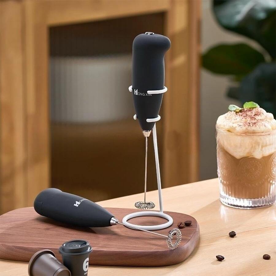 奶泡器,大功率手持攪拌器,不銹鋼電動攪拌器,手持適用於咖啡,綠色,ETC,電池供電,簡單的至乾淨,包括攪拌器