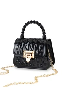 Fashionable Pvc Silicone Kids' Crossbody Bag - Black - View 5