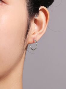 Charm-In 1 para, małe srebrne kolczyki minimalistyczne zamknięte z otworem w kolorze srebrnym, damskie wysokiej jakości - 16 mm