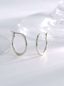 Charm-In 1 para, małe srebrne kolczyki minimalistyczne zamknięte z otworem w kolorze srebrnym, damskie wysokiej jakości - 16 mm