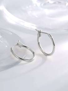 Charm-In 1 para, małe srebrne kolczyki minimalistyczne zamknięte z otworem w kolorze srebrnym, damskie wysokiej jakości - 16 mm