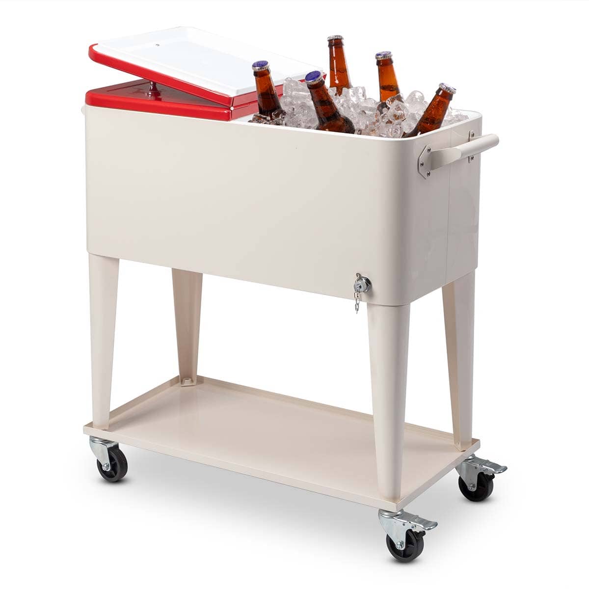80 Quart Rolling Ice Chest Cooler Cart,Patio Backyard Party Drink