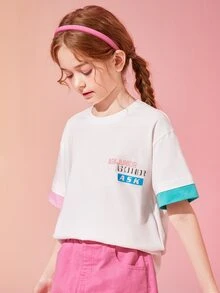 Tops con gái Hoạt hình Lá thư Giải trí - trắng - Xem 8