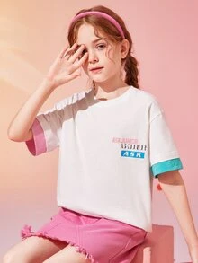 Tops con gái Hoạt hình Lá thư Giải trí - trắng - Xem 4