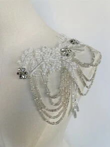 1入優雅的水晶玻璃鑲嵌閃閃發光的鉤針掛穗,適用於婚紗、派對服裝等的diy裝飾配件