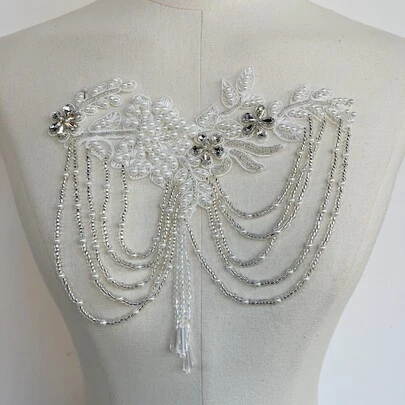 1pc Elegant Crystal Glass Rhinestone Applique Glitter Sewn On Wedding Dress Tassels DIY Clothes Party Dress Accessories