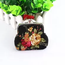 可爱花卉印花锁扣 - 非常适合存放耳机钥匙等！轻巧时尚 适合周年纪念 适合生日礼物 适合白领人士 适合男性 适合女性 适合女士 钱包 迷你钱包 钱包 零钱包 - 黑色 - 查看 3