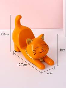 1 件現代風格樹脂橘貓桌面裝飾家用手機座 - 橘色 - 查看 3