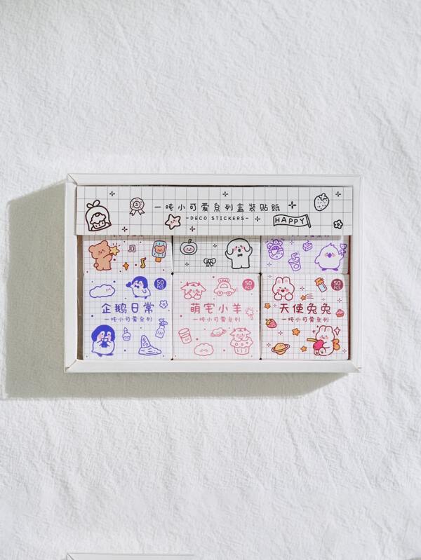 Random Design 6pcs/Set 300 Sheets Scrapbook Decorative Stickers For Journal And Diary Back To School