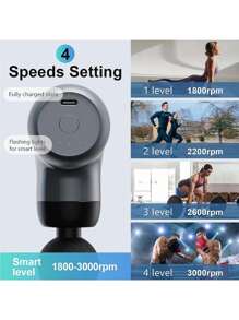 Morelax Portable Percussion Mini Massage Gun, Muscle Massager With 5 Speed, Father's Day Gifts - Grey - View 3