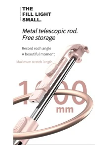 1入組可折疊自拍杆三腳架兩種款式隨機發貨 - 粉色 - 查看 5