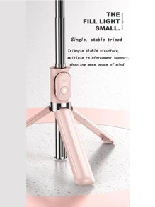 1入組可折疊自拍杆三腳架兩種款式隨機發貨 - 粉色 - 查看 4