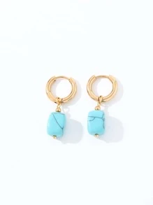 1對幾何天然石擺動耳環 - 彩色 - 查看 9