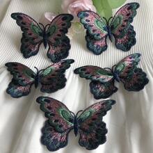 3入組彩色蝴蝶刺繡貼片,雙層設計&可水溶工藝,適用於服裝、鞋子、帽子裝飾配件(無膠黏背) - 粉色 - 查看 1