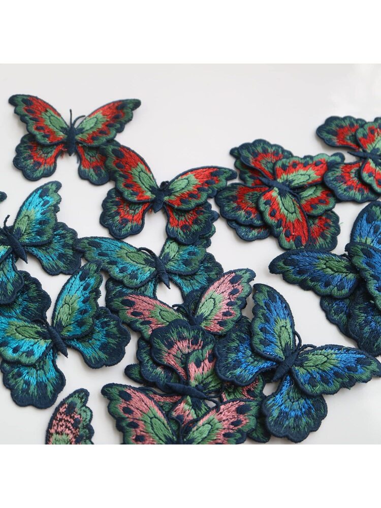 3pcs Colorful Butterfly Embroidery Appliques For Clothing, Shoes, Hats, Without Adhesive Backing
